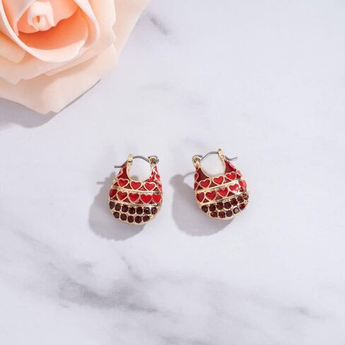 MADISON TYLER Valentines Day Hoop Red Heart Earrings for Women | Pave Red Heart | Rhinestone Small | Exquisite Jewelry for Her | Couples Gifts Valentine's Day in Saudi Arabia