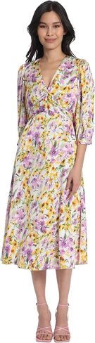 Maggy London Women's Floral Printed V-Neck Empire Waist Midi Dress in Saudi Arabia