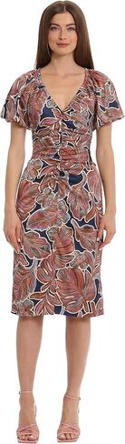Maggy London Women's Floral Printed V-Neck Empire Waist Midi Dress in Saudi Arabia