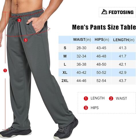 فيدوسينغ سروال رياضي للرجال خفيف الوزن شبكي مفتوح من الأسفل بقصة فضفاضة للتمارين الرياضية مع جيوب in Kuwait