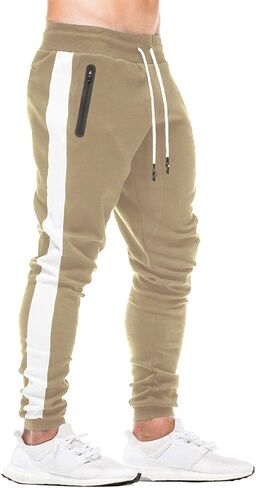 Susclude بنطال رياضة رياضي برباط للرجال مناسب للياقة البدنية وتمارين الجري والركض مع جيوب بسحاب in Kuwait