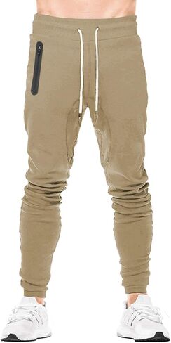 Susclude بنطال رياضة رياضي برباط للرجال مناسب للياقة البدنية وتمارين الجري والركض مع جيوب بسحاب in Kuwait