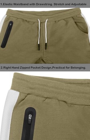 Susclude بنطال رياضة رياضي برباط للرجال مناسب للياقة البدنية وتمارين الجري والركض مع جيوب بسحاب in Kuwait