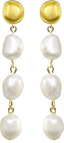 JOERPH Baroque Pearl Drop Earrings 925 Sterling Silver Long Pearl Tassel Dangle Earrings for Women Girls Pearl Jewelry Christmas Birthday Wedding Gift in Saudi Arabia