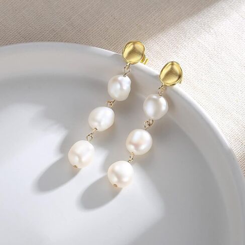 JOERPH Baroque Pearl Drop Earrings 925 Sterling Silver Long Pearl Tassel Dangle Earrings for Women Girls Pearl Jewelry Christmas Birthday Wedding Gift in Saudi Arabia