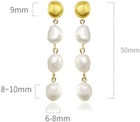 JOERPH Baroque Pearl Drop Earrings 925 Sterling Silver Long Pearl Tassel Dangle Earrings for Women Girls Pearl Jewelry Christmas Birthday Wedding Gift in Saudi Arabia