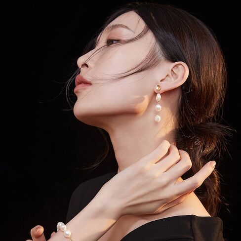 JOERPH Baroque Pearl Drop Earrings 925 Sterling Silver Long Pearl Tassel Dangle Earrings for Women Girls Pearl Jewelry Christmas Birthday Wedding Gift in Saudi Arabia