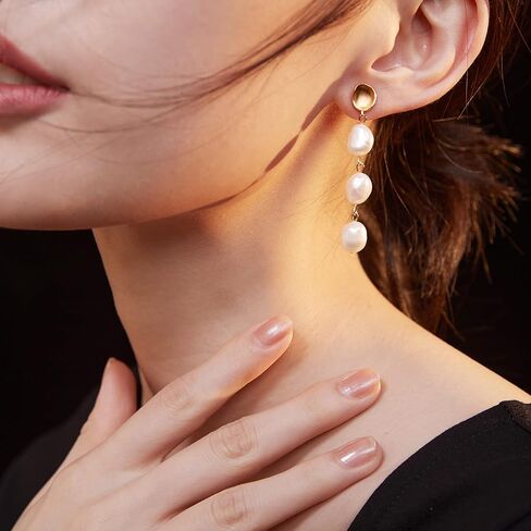 JOERPH Baroque Pearl Drop Earrings 925 Sterling Silver Long Pearl Tassel Dangle Earrings for Women Girls Pearl Jewelry Christmas Birthday Wedding Gift in Saudi Arabia