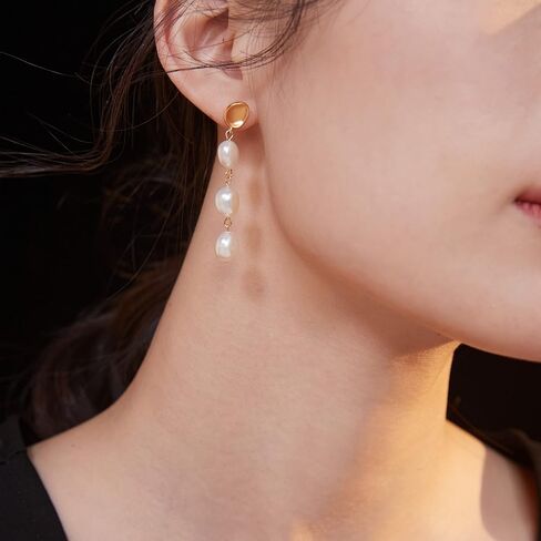 JOERPH Baroque Pearl Drop Earrings 925 Sterling Silver Long Pearl Tassel Dangle Earrings for Women Girls Pearl Jewelry Christmas Birthday Wedding Gift in Saudi Arabia