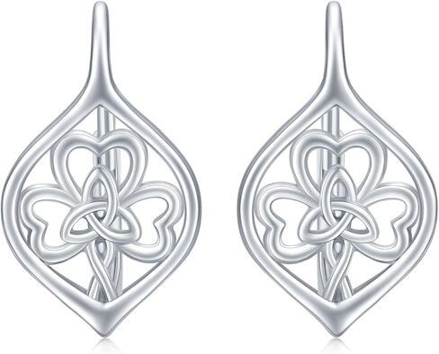 الساحرات سلتيك عقدة الأقراط سلتيك شامروك الأقراط الفضة الاسترليني البرسيم الأقراط Leverback أقراط عيد القديس باتريك المجوهرات الأيرلندية الهدايا للنساء الفتيات في سن المراهقة in Kuwait