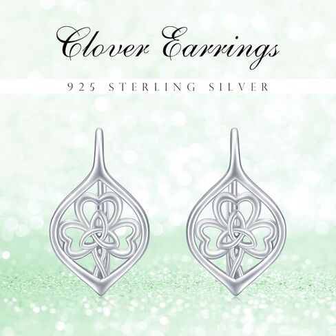 الساحرات سلتيك عقدة الأقراط سلتيك شامروك الأقراط الفضة الاسترليني البرسيم الأقراط Leverback أقراط عيد القديس باتريك المجوهرات الأيرلندية الهدايا للنساء الفتيات في سن المراهقة in Kuwait