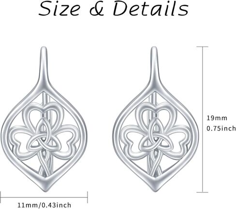 الساحرات سلتيك عقدة الأقراط سلتيك شامروك الأقراط الفضة الاسترليني البرسيم الأقراط Leverback أقراط عيد القديس باتريك المجوهرات الأيرلندية الهدايا للنساء الفتيات في سن المراهقة in Kuwait