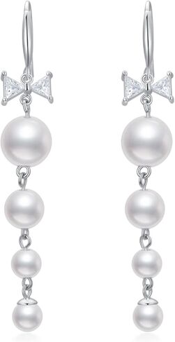 JOERPH الباروك اللؤلؤ انخفاض الأقراط 925 الفضة الاسترليني طويل اللؤلؤ شرابة تتدلى الأقراط للنساء الفتيات اللؤلؤ والمجوهرات عيد الميلاد عيد ميلاد الزفاف هدية in Kuwait