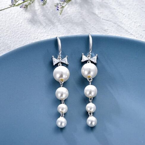 JOERPH الباروك اللؤلؤ انخفاض الأقراط 925 الفضة الاسترليني طويل اللؤلؤ شرابة تتدلى الأقراط للنساء الفتيات اللؤلؤ والمجوهرات عيد الميلاد عيد ميلاد الزفاف هدية in Kuwait