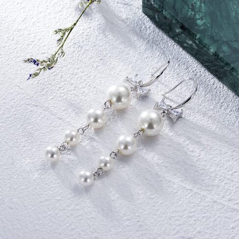 JOERPH الباروك اللؤلؤ انخفاض الأقراط 925 الفضة الاسترليني طويل اللؤلؤ شرابة تتدلى الأقراط للنساء الفتيات اللؤلؤ والمجوهرات عيد الميلاد عيد ميلاد الزفاف هدية in Kuwait