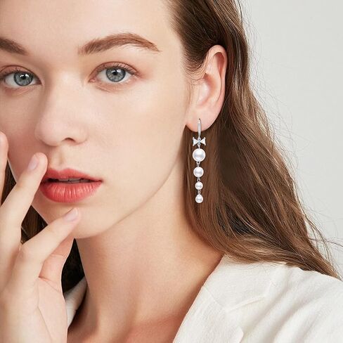 JOERPH الباروك اللؤلؤ انخفاض الأقراط 925 الفضة الاسترليني طويل اللؤلؤ شرابة تتدلى الأقراط للنساء الفتيات اللؤلؤ والمجوهرات عيد الميلاد عيد ميلاد الزفاف هدية in Kuwait