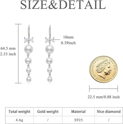 JOERPH الباروك اللؤلؤ انخفاض الأقراط 925 الفضة الاسترليني طويل اللؤلؤ شرابة تتدلى الأقراط للنساء الفتيات اللؤلؤ والمجوهرات عيد الميلاد عيد ميلاد الزفاف هدية in Kuwait