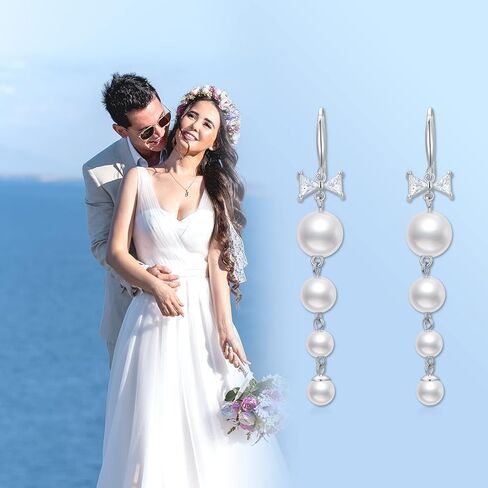 JOERPH الباروك اللؤلؤ انخفاض الأقراط 925 الفضة الاسترليني طويل اللؤلؤ شرابة تتدلى الأقراط للنساء الفتيات اللؤلؤ والمجوهرات عيد الميلاد عيد ميلاد الزفاف هدية in Kuwait