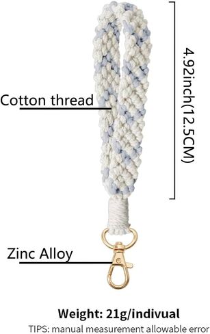 XGALBLA Boho Macrame سلسلة مفاتيح سوار مصنوع يدويًا معصم بحلقة مفاتيح بلونين للنساء والفتيات in Kuwait