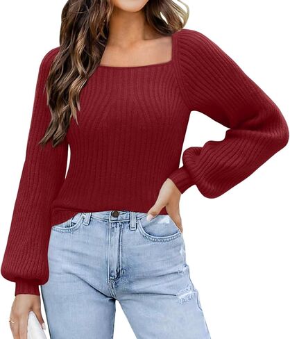 سترة DOROSE النسائية بأكمام طويلة ورقبة مربعة كاجوال منسوجة in Kuwait