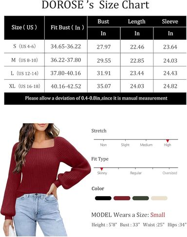 سترة DOROSE النسائية بأكمام طويلة ورقبة مربعة كاجوال منسوجة in Kuwait