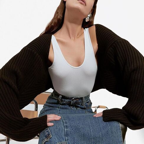 Women Y2K Knitted Crop Tops Color Block Patchwork Sweaters Long Sleeve Crochet Coverup Trendy Autumn Streetwear in Kuwait