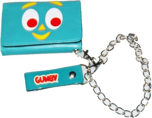 محفظة Gumby ذات الوجه الكبير باللون الأخضر ثلاثية الطي مع سلسلة مرخصة in Saudi Arabia