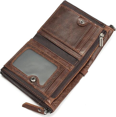 محافظ SUMGOGO للرجال والأولاد من الجلد بمحفظة صغيرة قابلة للطي وحامل بطاقات وجيب بسحاب مزدوج ومحفظة عملات رفيعة (أصفر) in Kuwait