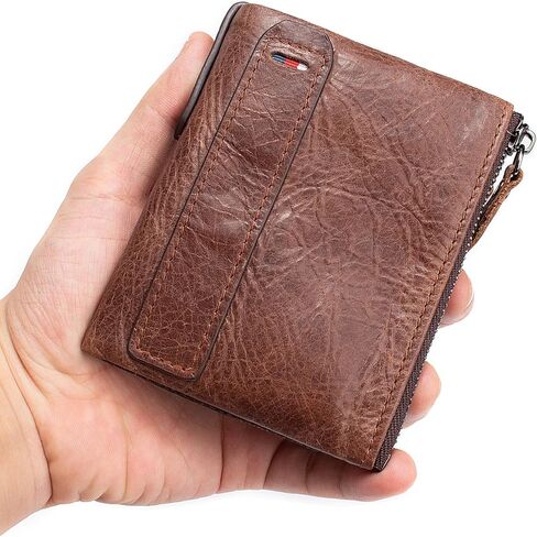 محافظ SUMGOGO للرجال والأولاد من الجلد بمحفظة صغيرة قابلة للطي وحامل بطاقات وجيب بسحاب مزدوج ومحفظة عملات رفيعة (أصفر) in Kuwait