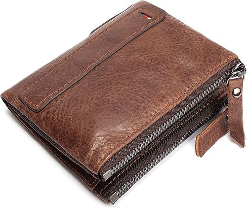 محافظ SUMGOGO للرجال والأولاد من الجلد بمحفظة صغيرة قابلة للطي وحامل بطاقات وجيب بسحاب مزدوج ومحفظة عملات رفيعة (أصفر) in Kuwait