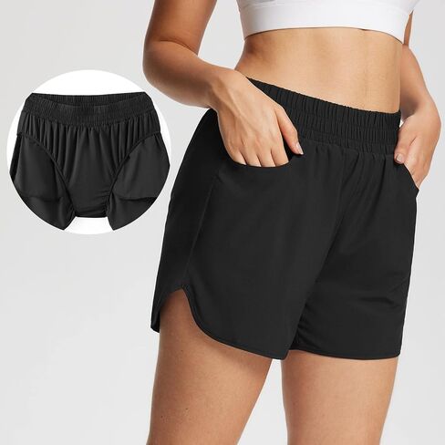 BALEAF Women's 3" Running Athletic Shorts Quick Dry Lightweight Gym Workout Shorts with Pockets in Saudi Arabia
