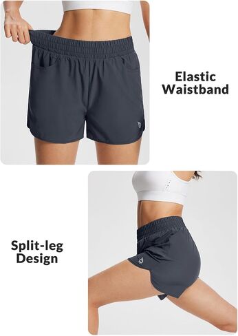 BALEAF Women's 3" Running Athletic Shorts Quick Dry Lightweight Gym Workout Shorts with Pockets in Saudi Arabia