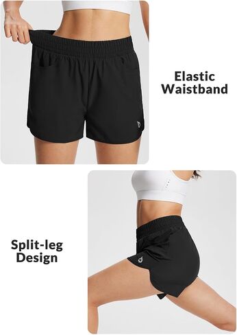 BALEAF Women's 3" Running Athletic Shorts Quick Dry Lightweight Gym Workout Shorts with Pockets in Saudi Arabia