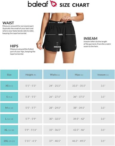 BALEAF Women's 3" Running Athletic Shorts Quick Dry Lightweight Gym Workout Shorts with Pockets in Saudi Arabia