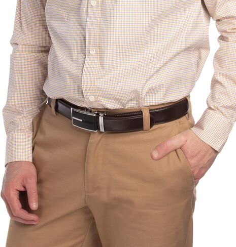 DG Hill Belt for Men - Designer Genuine Leather Casual Canvas Web - Belt Sliding Ratchet Auto Buckle Holeless in Kuwait