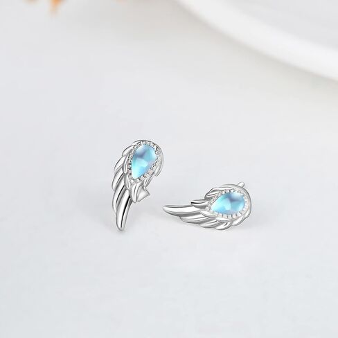 Angel Wing Earrings for Women,925 Sterling Silver Opal and Moonstone Angel Earrings Studs Angel Jewelry Gift for Angel Lover in Saudi Arabia