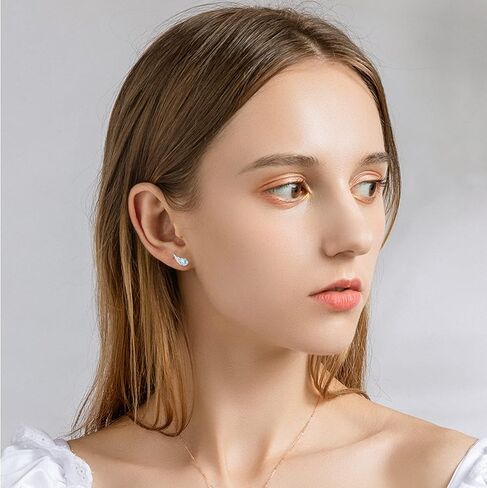 Angel Wing Earrings for Women,925 Sterling Silver Opal and Moonstone Angel Earrings Studs Angel Jewelry Gift for Angel Lover in Saudi Arabia