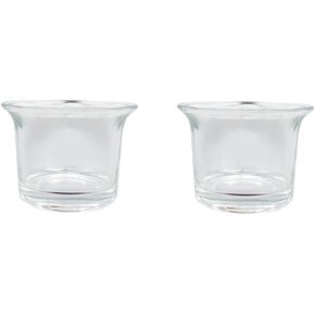 2 Pcs Round Glass Votive Candle Cups Clear Tealight Candle Holders Empty Tea Light Containers Centerpiece Cups for Wedding