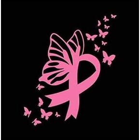 Breast Cancer Ribbon with Butterflies Decal Survivor Fighter | Pink | Made in USA by Stick This! | Sticker for Car or Truck Windows, Laptop, Water Bottle, Tablets etc. | 5" x 6" |