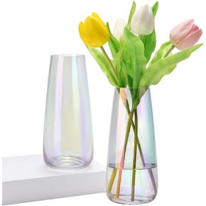 SOJOCK 2 Pack Amber Glass Vases for Flowers Centerpieces 8 Inch Tall and Large Modern Crystal Flower Vases for Bouquet Home Office Decor,Birthday,Formal Dinner and Wedding Vase Unique in Saudi Arabia