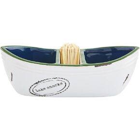 Mud Pie, 3" x 7 3/4" Toothpick Server, Canoe, White