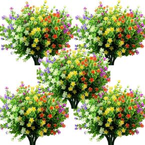 10 Pcs Artificial Flowers, Fake Outdoor Flowers UV Resistant, Lifelike Plastic Flowers for Indoor Outdoors Home Office Garden Wedding Sidewalk Trim Christmas Decorations(Mixture)