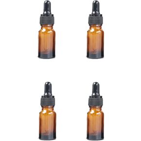 4 Amber Brown Glass Bottles With Glass Droppers For Storing Essential Oils,Perfume,Cosmetics And Aromatherapy Blends-10ML
