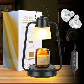 CHENBEN Candle Warmer Lamp with Timer,Electric Candle Warmer Dimmable Candle Lamp Black Top Down Light Heat Candle Wax Melts Warmer for Large Small Scented Candle Jars