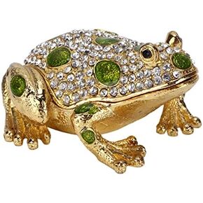 Frog Shape Hinged Trinket Box Jeweled Hand-painted Bejeweled Box CollectibleMetal Jewelry Box for Girl Women Other Collectibles