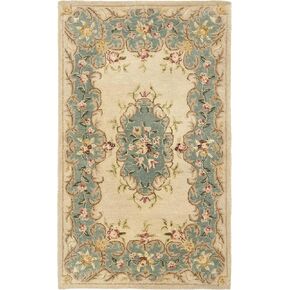 SAFAVIEH Bergama Collection 2' x 3' Ivory / Light Blue BRG166A Handmade French Country Premium Wool Accent Rug