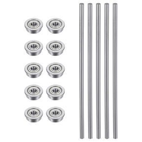 uxcell 10pcs F623ZZ Flange Ball Bearing 3x10x4mm Shielded Chrome Bearings with 5pcs 3mm Dia HSS Lathe Bar Round Rod