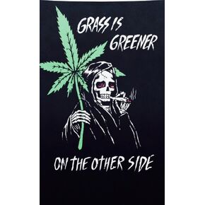 Reefer Reaper Marijuana Vintage 3’ X 5’ Tapestry - 90s Retro Trippy Skeleton Grunge Weed Man Cave Stoner Flag Accessories for Men - Funny College Dorm Skull Tapestries Decor for Teens - 420 Banner