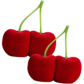 2pcs Box Cherry Jewelry Box Valentines Day Ring Case Ring Case for Decor Valentines Ring Boxes Jewelry Organizer Tray Decoration Bride Red Flocking Necklace Packing Box
