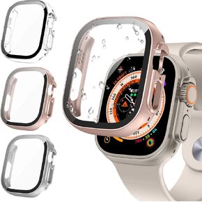 Tensea [3Pack for Apple Watch Screen Protector Case SE 2nd Generation Series SE 6 5 4 40mm, iWatch Protective Face Cover, Tempered Glass Film Hard PC Bumper for Women Men, Ultra-Thin Guard 40 mm